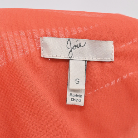 JOIE Womens Embroidered Silk Dress Size S Orange Boho Sleeveless Pin Tuck Lined - Picture 7 of 13